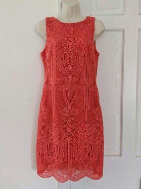 Lauren Ralph Lauren Sleeveless Coral Lace Dress Size 8
